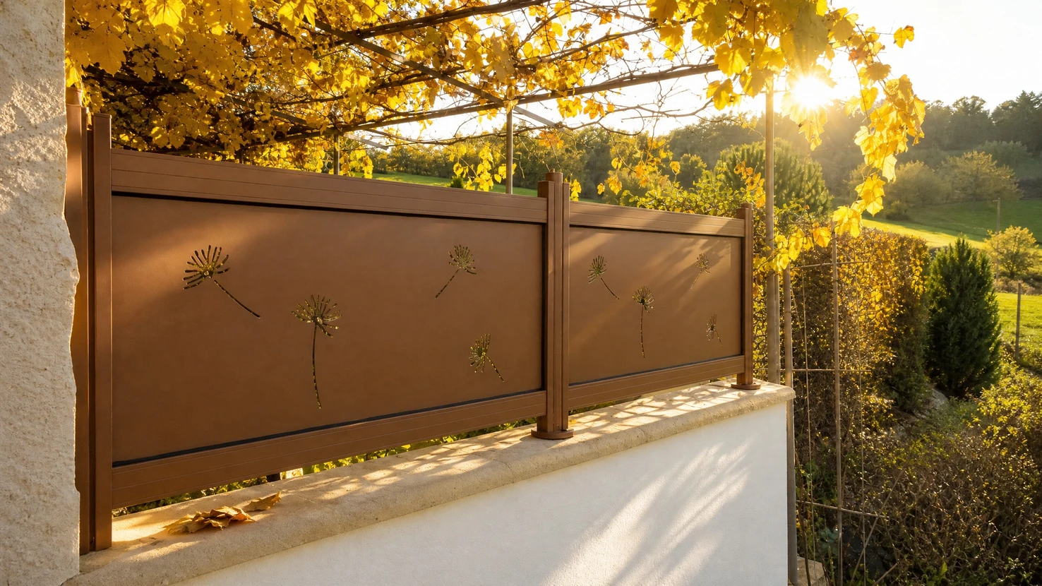 Façade moderne de maison contemporaine avec terrasse en bois